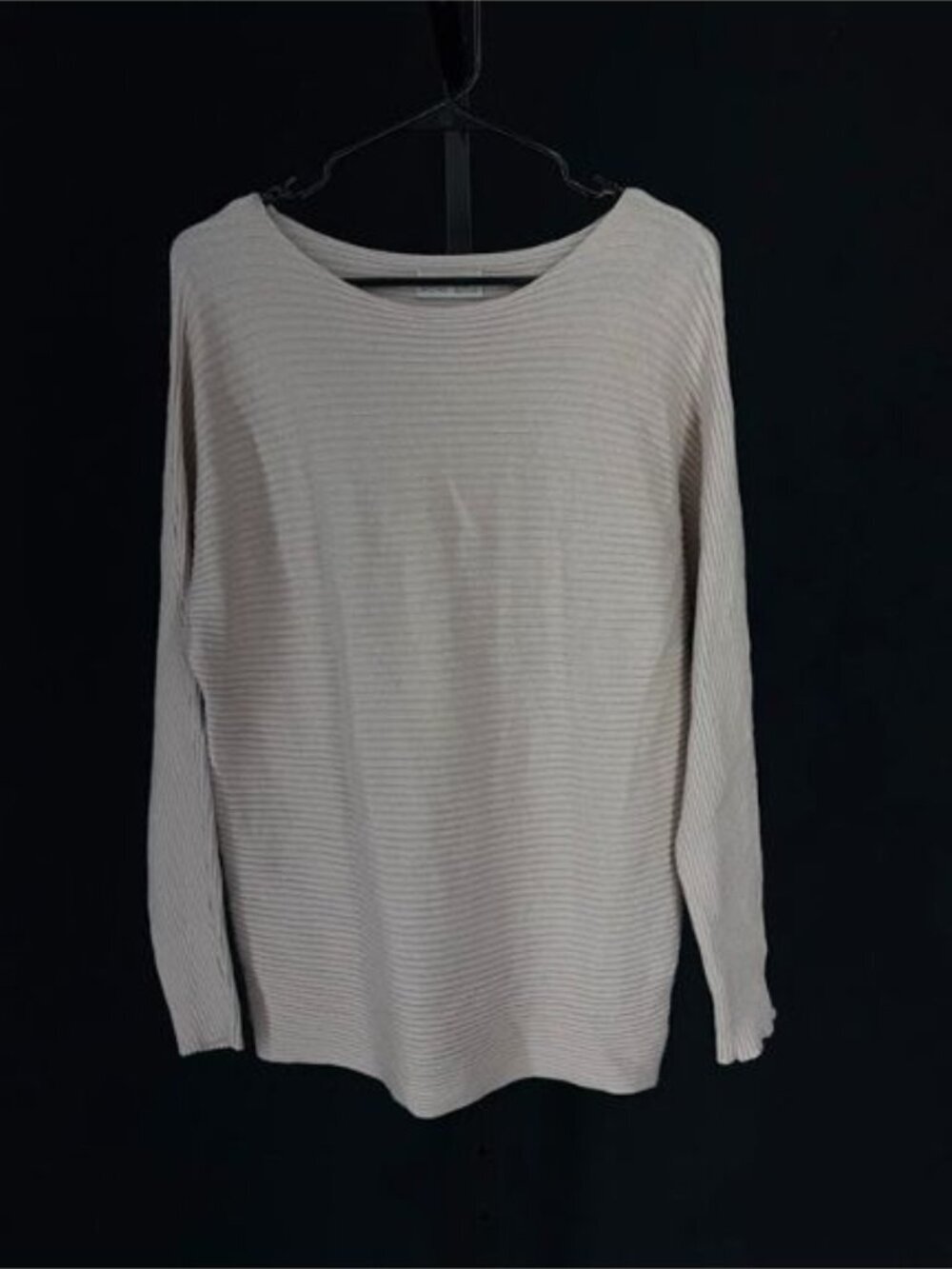 Be Cool Tan Ribbed Boat Neck Sweater